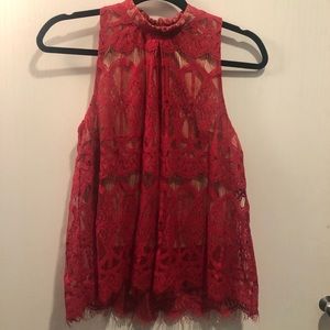Date night red lace tank top